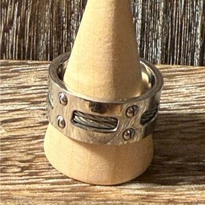 Stainless Steel Braided Cord Riveted Ring Sz 9